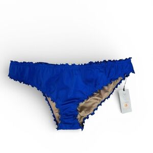 Shade & Shore Ribbed Bikini Bottoms – Blue (Cheeky Fit)